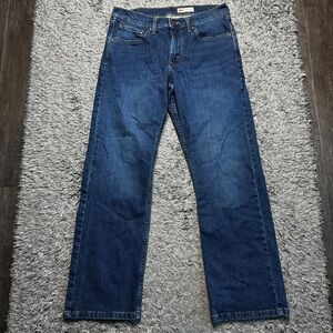 Wrangler Bootcut Jeans Mens 32x30 Blue Relaxed Denim Dark Wash Logo